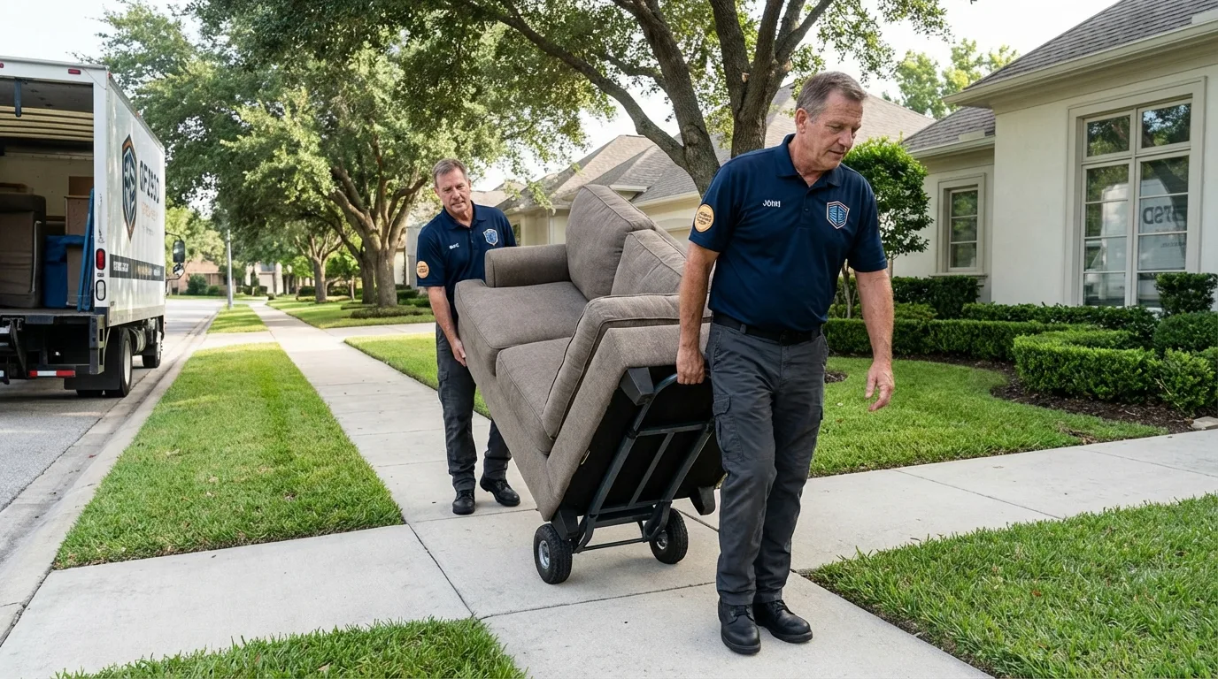 Local residential moving crew loading furniture in Los Angeles, CA